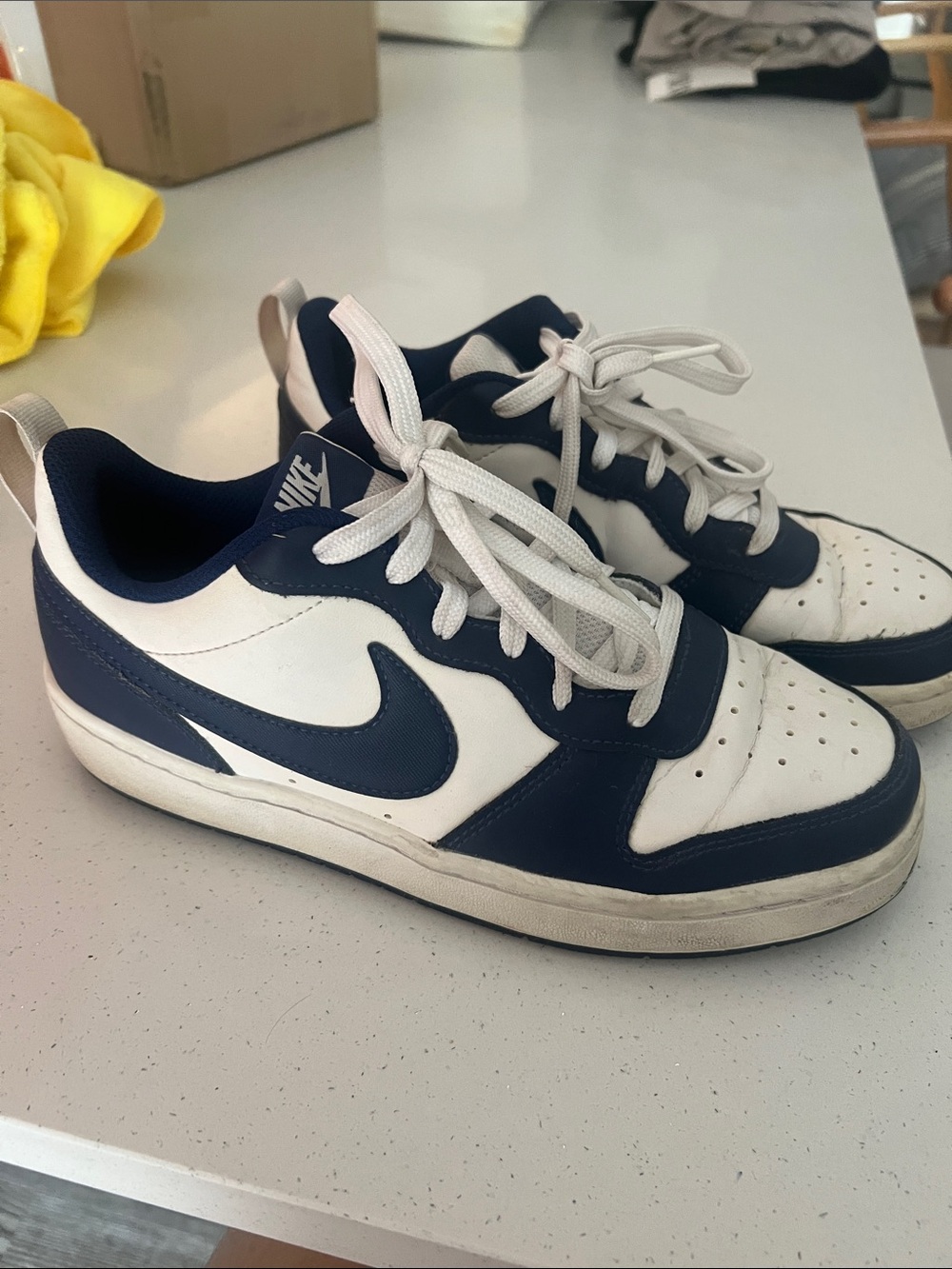 Nike White and Navy Low-Top Athletic Sneakers